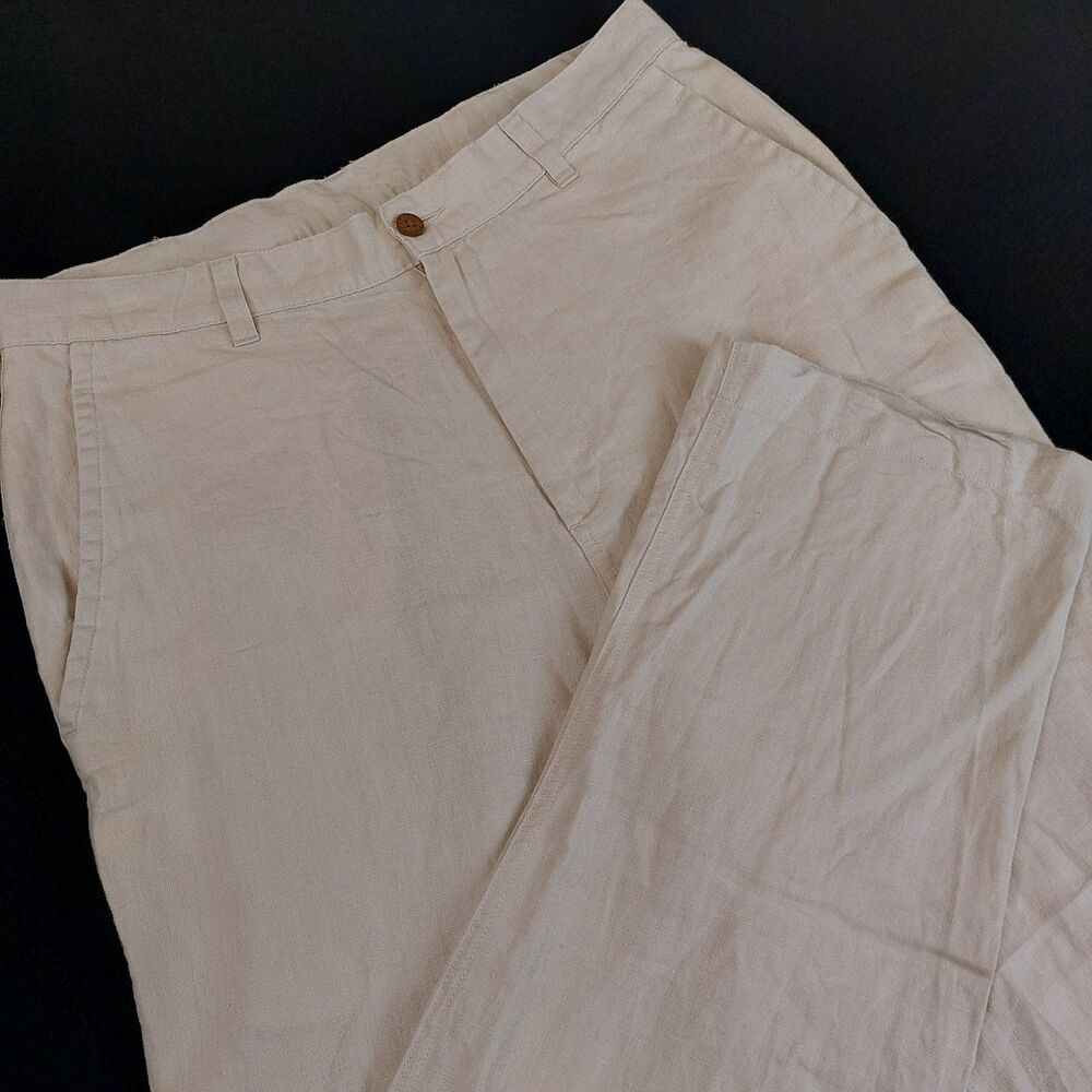 Jos A Bank 100% Linen Trousers Dress Pants Men's 33x32 (Fit 33x31) Beige